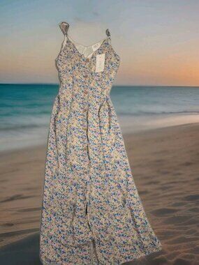 Sienna Sky Blue, Pink, Yellow Floral Slip Dress S